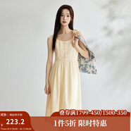 茵曼（INMAN）中式國風(fēng)盤扣女裝吊帶背心連衣裙2025夏季新品文藝高級氣質(zhì)A字裙 悠蘭杏 XL