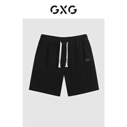 GXG男裝2024年夏季休閑撞色繡花直筒五分褲短褲男 黑色 L