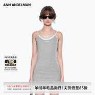 ANN ANDELMAN官方直營灰色無袖修身掛脖包臀短裙假兩件吊帶連衣裙 灰色 M