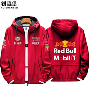 英棠f1紅牛隊服  方程式賽車紅牛本田賽事紀念車隊服定制夾克外套秋冬 薄款紅色1 XL