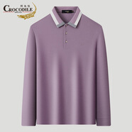 鱷魚(yú)恤（CROCODILE）專(zhuān)款男士上衣中青年爸爸裝父親長(cháng)袖POLO衫 紫色 L