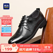 海瀾之家HLA皮鞋男士商務(wù)休閑系帶德比正裝鞋子男H135/H171 黑色43
