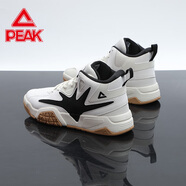 匹克男鞋運動(dòng)鞋秋冬季新款革面防水軟底增高文化鞋減震耐磨休閑鞋子男 帆布白0201【高幫時(shí)尚百搭】 42