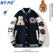 NY-MR官方男裝聯(lián)名外套男棒球服春季男女同款國潮流上衣新款休閑夾克 MD-22129#深藍【加棉款】 XL