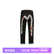 EVISU福神AW23刺繡金魚百花筆刷大M印花男友款牛仔褲女款黑色 黑色 29
