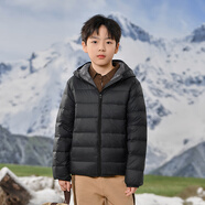 雅鹿兒童輕薄羽絨服短款男童女童中大童寶寶嬰兒童裝超輕冬裝外套 暗夜黑 0重感 170 大人可穿