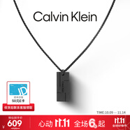 Calvin Klein  CK官方正品 小方塊男女項(xiàng)鏈 生日情人節(jié)禮物吊墜男 情侶款項(xiàng)鏈 黑色