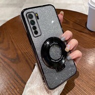 恒浩達華為P40Lite手機殼4G5G青春版CDY一NX9A保護套P4OLite歐版HUAWEIP新款外殼CDYNX硅膠q全包防摔女帶 CDY-NX9A【閃粉-炫酷黑】透 華為 P40 Lite 5G