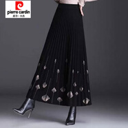 皮爾卡丹（pierre cardin）大擺針織裙秋冬新款時(shí)尚中長款高腰顯瘦半身裙子毛線A字長裙 咖色款 均碼 建議80-150斤