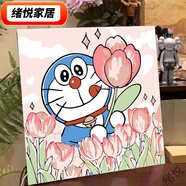 大頭路飛diy數(shù)字油畫卡通可愛彩繪簡單填充涂色手繪丙烯掛畫 HB228叮當(dāng)貓 20*20繃好內(nèi)框帶背板+顏料畫筆掛