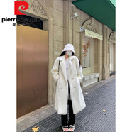皮爾卡丹（pierre cardin）仿貂絨皮毛一體大衣2025秋冬加厚長(cháng)款西服領(lǐng)毛毛環(huán)保皮草外套女裝 白色 XS (110斤以?xún)?