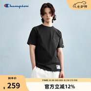 Champion刺繡大Clogo短袖T恤 黑色 L