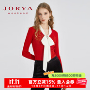 卓雅周末（JORYA weekend）安妮公主系列|23春季新款蝴蝶結(jié)珠飾修身長(zhǎng)袖羊毛針織衫EJWCCM16 紅色-預(yù)售7天 S -預(yù)售7天