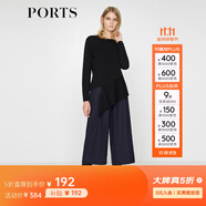 PORTSPorts寶姿女裝 新品不規(guī)則下擺純色長(zhǎng)袖毛衣LV9K418DXF003 黑色 M