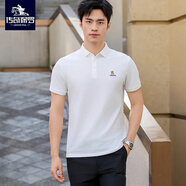 傳奇保羅金色小熊刺繡 高端翻領(lǐng)Polo衫男 夏季休閑簡(jiǎn)約短袖薄款男士polo衫 白色 XL(130-140斤)