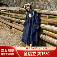 森女部落原創(chuàng)碎花田園風(fēng)長(zhǎng)袖連衣裙立領(lǐng)裙子新款女裝秋冬裝 連衣裙（單件） 單件 M