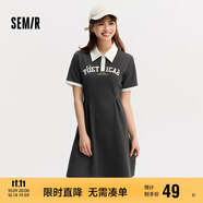 森馬觀園吉聯(lián)名連衣裙女字母熊貓夏季收腰撞色polo裙109324114026