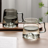 鑫尚銘 玻璃水杯茶杯大容量耐高溫創(chuàng)意山形喝水杯辦公室?guī)О咽譀鏊?（混色2個(gè)）與山杯 500ml