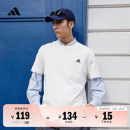 adidas情侶休閑純棉上衣圓領(lǐng)短袖T恤男女夏季阿迪達斯官方輕運動(dòng) 米白 2XL