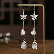 925純銀耳環(huán)女新款耳飾顯瘦圓臉韓版氣質(zhì)感長(cháng)款超閃耳墜 可愛(ài)女人999足銀勾款