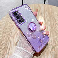 羅璐鷗vivo S10E手機殼女款軟殼硅膠殼vivos10e外殼支架全包防摔保護套女士水鉆花朵漸變閃粉電鍍保護殼 【漸變丁香紫】+指環(huán)支架+全屏鋼化膜 vivo S10E