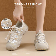 ZHR登山鞋女戶(hù)外徒步運動(dòng)鞋子女輕便厚底透氣女鞋 G683 杏色 35