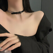 裴南葦黑色皮繩choker項圈女小眾頸帶高級感氣質(zhì)頸鏈脖子配飾項鏈鎖骨鏈 黑色皮繩鏈條項圈(1條)