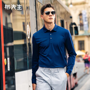 布先生男裝新款秋裝絲光棉長(zhǎng)袖t恤男士商務(wù)休閑上衣T恤衫BT3769 深海藍(lán) 2XL (185)