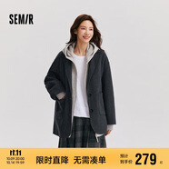 森馬（Semir）外套女中長款西裝領通勤寬松2024冬含羊毛雙面呢夾克109724108021