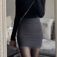 昏鏡包臀裙彈力修身職業(yè)一步裙緊身性感后媽短裙高腰辣妹半身裙女顯瘦 灰色 M 95-110斤