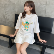 美職棒（MLB）官網(wǎng) t恤女裝寬松韓版短袖ins休閑短袖時(shí)尚簡(jiǎn)約半袖春夏款上衣 紐約洋基隊(duì)/奶油色 M 170/92A