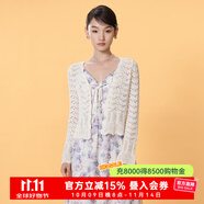CAROLINECaroline卡洛琳2025夏季新款清新田園系帶長(zhǎng)袖毛針織衫ECRFBI03 米白 M