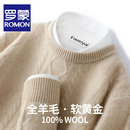 羅蒙（ROMON）澳洲純羊毛針織衫男士秋冬新款寬松圓領(lǐng)加厚毛衣男商務(wù)休閑打底衫 DC655青絨米 XL碼(100%綿羊毛)