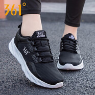 361°女鞋運動(dòng)鞋跑步鞋女2025春季新款網(wǎng)面鞋透氣休閑鞋女旅游健步鞋女 曜石黑/361度白-2261 36