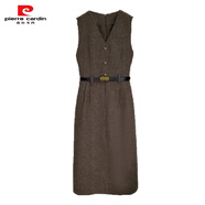 皮爾卡丹（pierre cardin）時(shí)尚套裝毛呢背心裙秋冬裝女長(cháng)款小香風(fēng)打底裙洋氣質(zhì)感連衣裙 咖色裙【單件】 M