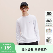Champion冠軍長(zhǎng)袖T恤男2024秋季刺繡小Clogo純棉上衣女 白色 L 