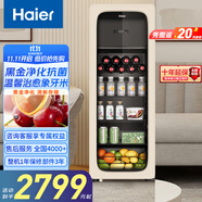 海爾（Haier）【小紅花套系】133升家用客廳辦公室冷藏柜冰吧 茶葉飲料蔬果保鮮柜冷柜小冰柜冰箱DS0133LH9EY1 黑金凈化專屬冰室 133L