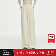 范思藍恩垂感親膚百搭休閑褲2024冬季新款通勤直筒顯瘦褲子14465 奶白色 XS