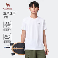駱駝（CAMEL）運動速干T恤透氣寬松戶外休閑圓領(lǐng)情侶短袖夏季男款，白色M