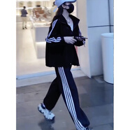 鳶諾胖MM秋冬款連帽運動(dòng)服套裝女特大碼300斤學(xué)生寬松衛衣開(kāi)衫兩件套 黑色兩件套 XL 【90-125斤】