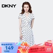 唐可娜兒（DKNY）【京東奧萊】女子夏季波點(diǎn)連衣裙收腰雪紡女生仙女裙印花DD1AD421 DD1AD421-100 XS