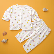 2023春款卡通家居內(nèi)衣褲男女新生兒套裝單面棉紐扣嬰兒服 子 50 S(-55)