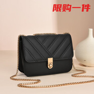 精致包包女士2024新款小包菱格單肩包斜挎包小方包時(shí)尚百搭鏈條包 黑色
