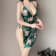 鉑朗尼奧后媽?xiě)?zhàn)袍小媽裙純欲風(fēng)夏季大碼性感開(kāi)叉吊帶連衣裙露背包臀短裙 圖片色 M  (建議80-110斤）
