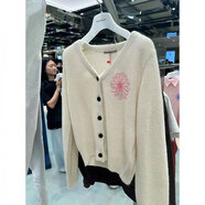  Mardi Mercredi韓國mardi羊毛開(kāi)衫 米色粉花