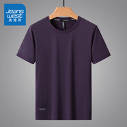 真維斯（JEANSWEST）短袖冰絲t恤男夏季薄款透氣速干運(yùn)動(dòng)吸汗男士體恤彈力百搭上衣 B608-2021紫色 4XL