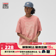 VISION STREET WEAR官方歷史復刻圖案NEWBLOOD重磅寬松圓領短袖T恤男女同款 肉粉色 XL