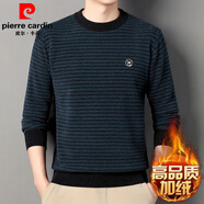 皮爾卡丹（pierre cardin）雪貂絨男士毛衣加絨針織衫冬季新款圓領(lǐng)刺繡打底衫男 藍色 雪貂絨 L /110 建議115-135斤