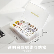小幫手手機(jī)數(shù)據(jù)線收納盒桌面充電器電線盒電源線整理神器小盒 透白色不含理線帶、標(biāo)簽貼