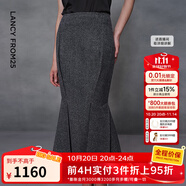 朗姿【藝術(shù)家聯(lián)名】設(shè)計(jì)感半身裙魚尾裙女半裙2025年冬季新款 深灰色 L